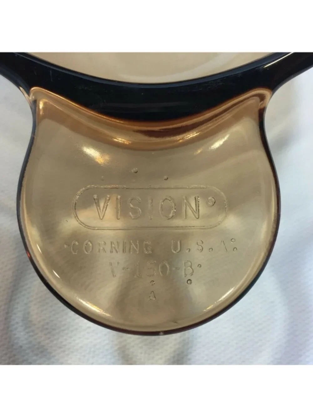 Corning Vision Ware Glass Amber Cookware USA V-150-B Grab It & Go Food Dish Bowl